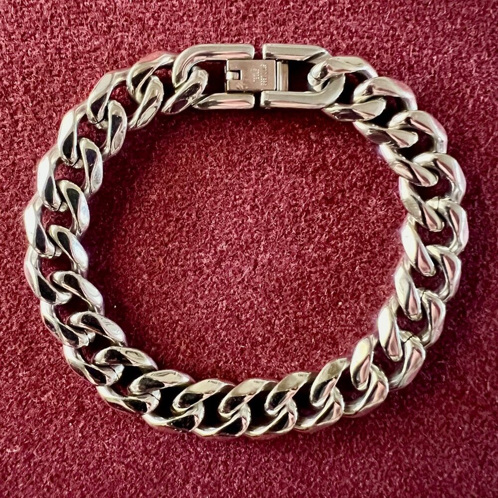 UNISEX 7.5" Stainless Steel Cuban Chain Bracelet - SILVER - 10mm - Unbranded